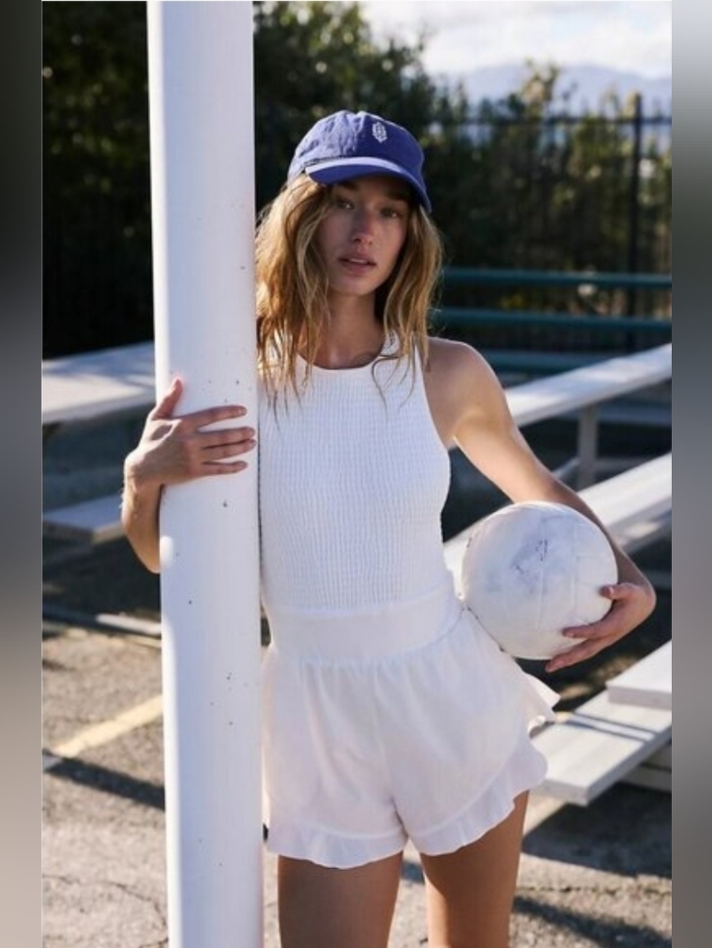 FP Movement by Free People White Ribbed Tank Romper